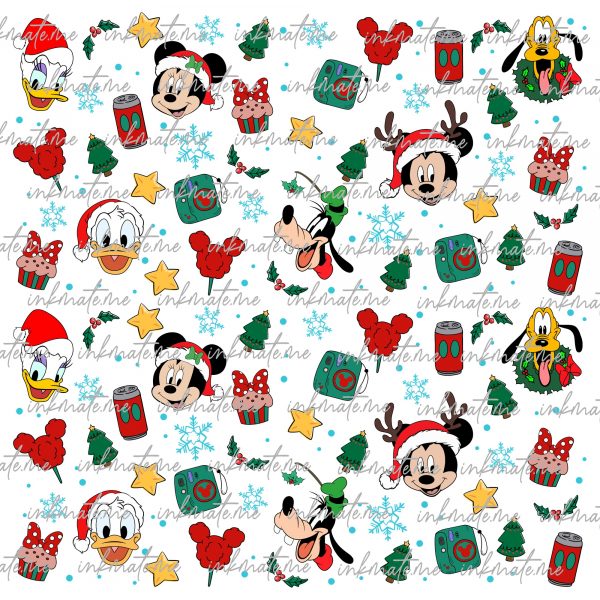 Merry Christmas Png, Pattern Christmas Png, Santa Hat Png, Family Christmas Png, Mouse And Friends Surprise Christmas, Christmas Vibes Png