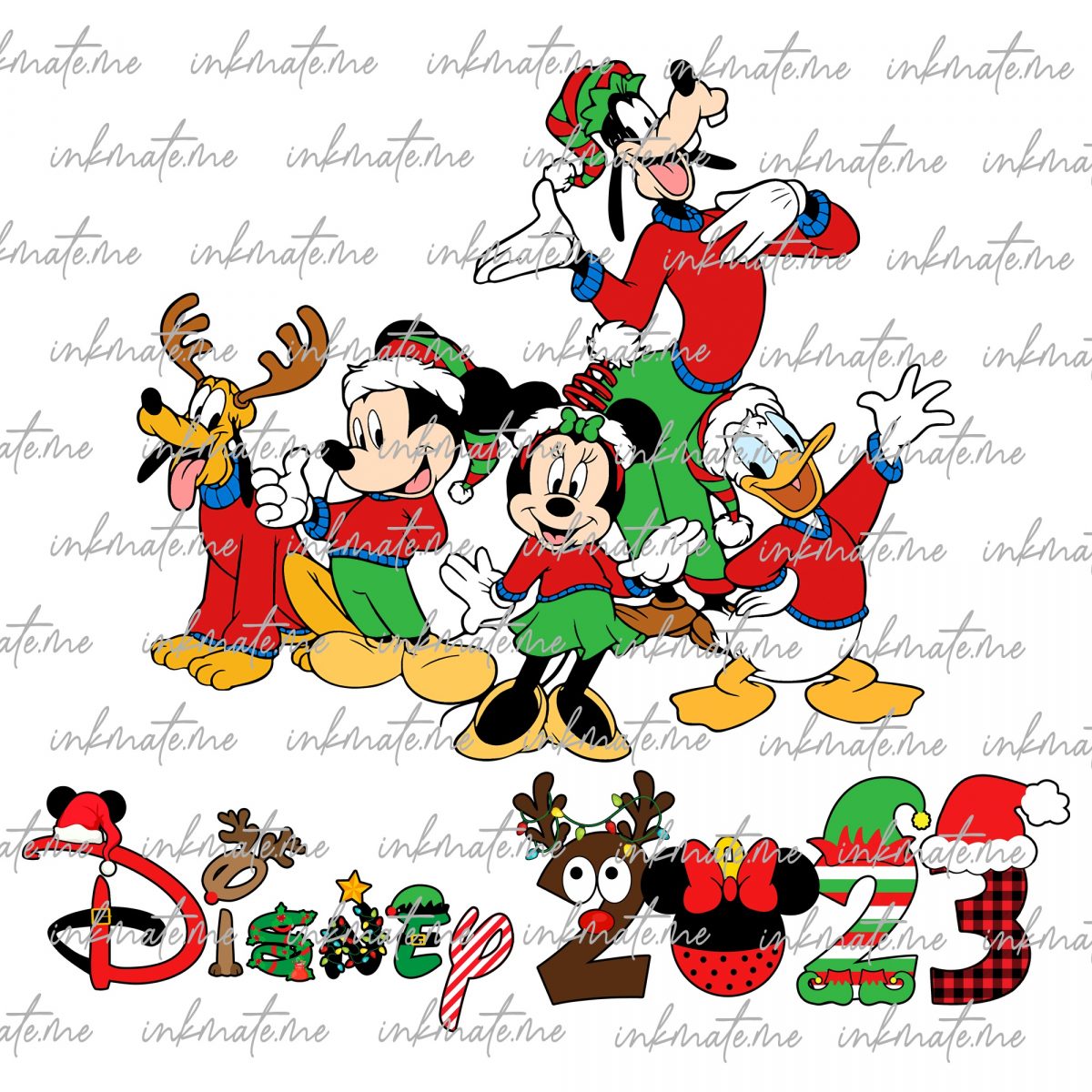 Merry Christmas Png, Christmas 2023 Png, Mouse And Friends Christmas, Xmas Holiday Png, Santa Hat Png, Christmas Vibes, Family Christmas Png