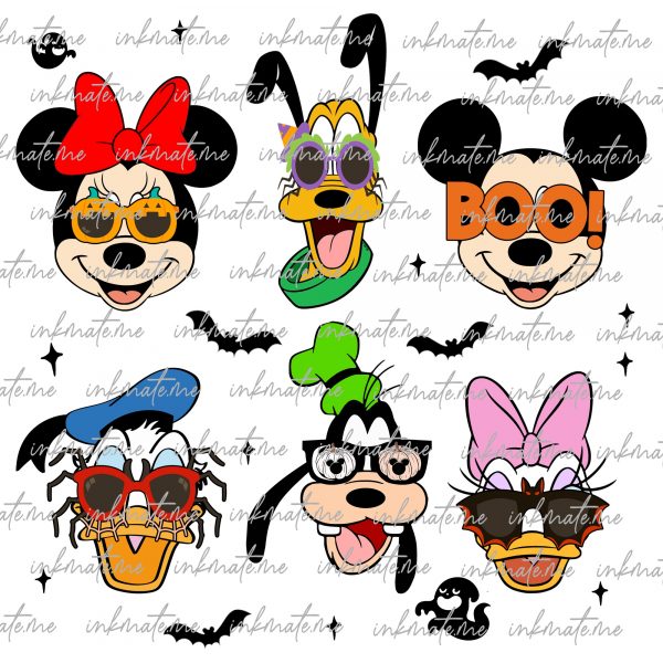 Mouse And Friends Halloween Png, Halloween Custome, Spooky Vibes Png, Trick Or Treat, Pumpkin Png, Funny Boo Png, Sublimation File