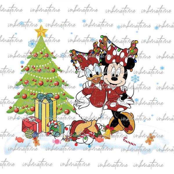 Mouse And Friends Surprise Christmas Png, Christmas Vibes, Merry Xmas Png, Ginger Christmas Png, Santa Hat Png, Family Vacation Christmas