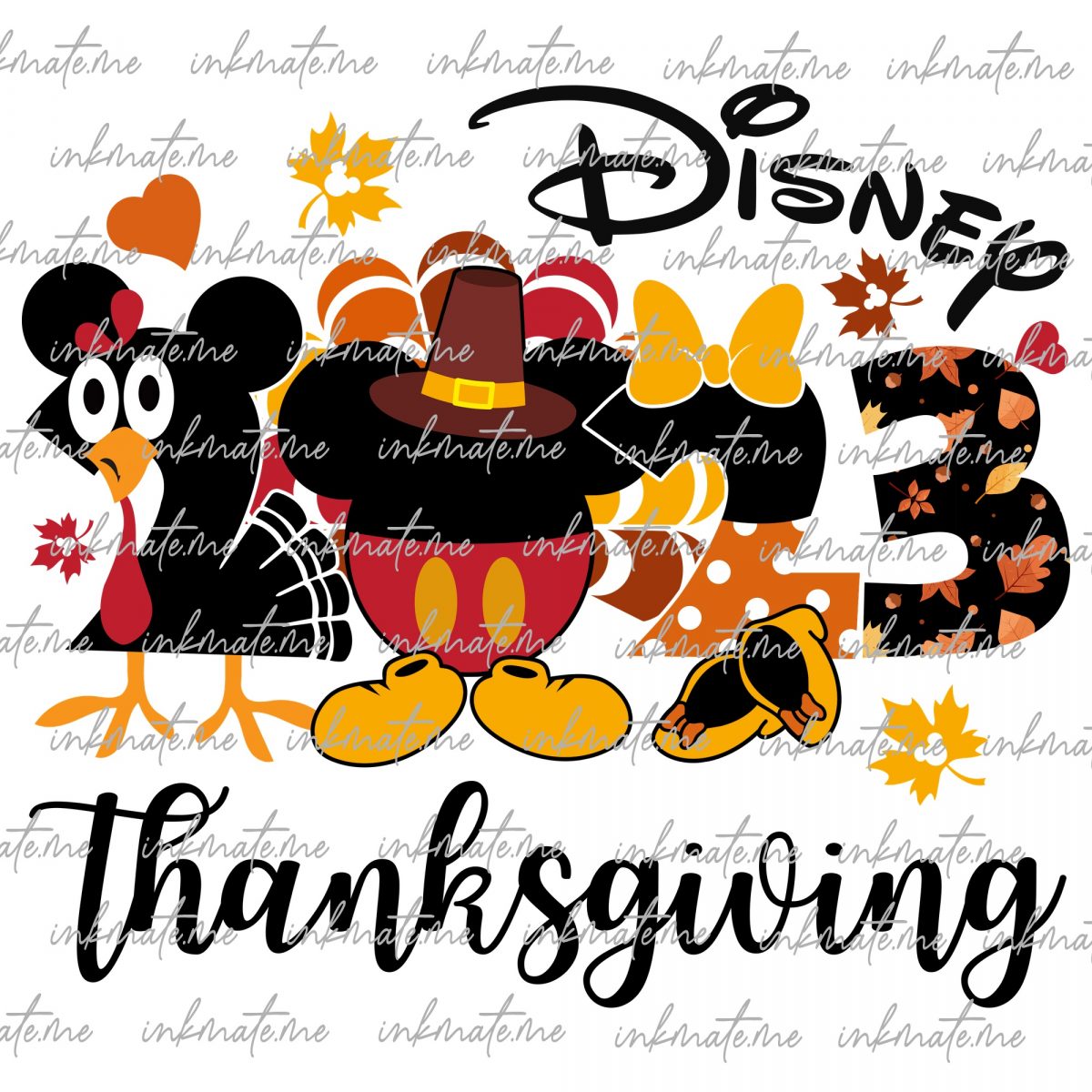 Thanksgiving 2023 Png, Retro Thanksgiving Png, Pumpkin Spice, Mouse Thanksgiving Png, Fall Vibes Png, Autumn Leaf Png, Turkey Thanksgiving