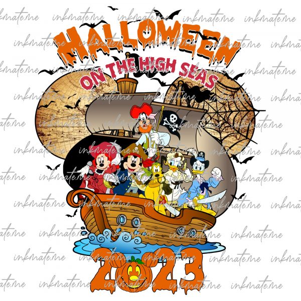 Mouse And Friends Png, Trick Or Treat, Cruise Trip Png, Halloween On The High Seas Png, Spooky Vibes Png, Halloween Png, Sublimation File