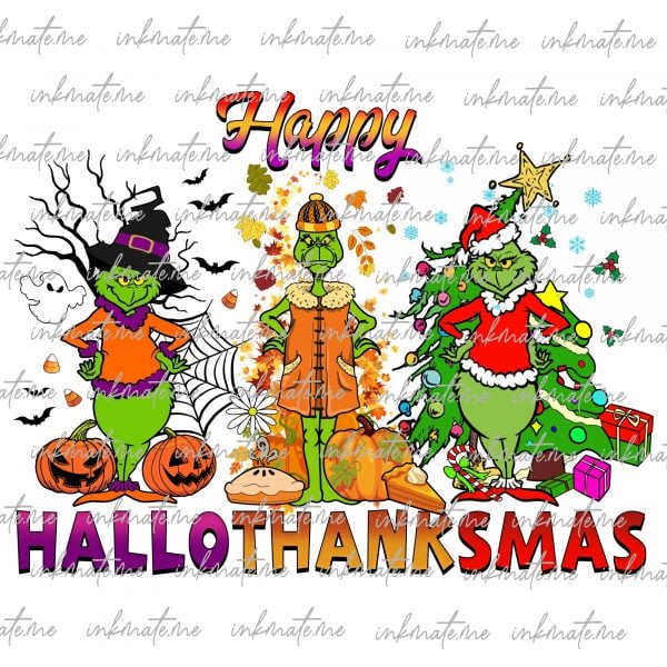 Happy Hallothanksmas Png, Merry Christmas Png, Santa Hat, Xmas Png, Funny Christmas Png, Retro Holiday Png, University Christmas, Xmas Png