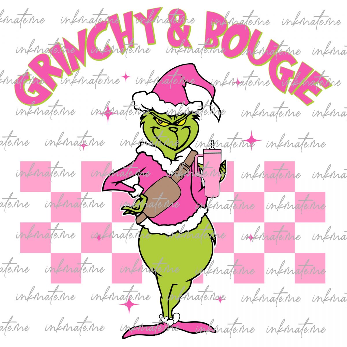 Pink Funny Bougie Christmas Svg Png, Santa Claus Svg, Checked Merry Xmas Svg, Christmas Movies Svg, Bougie Svg, Merry Christmas Svg