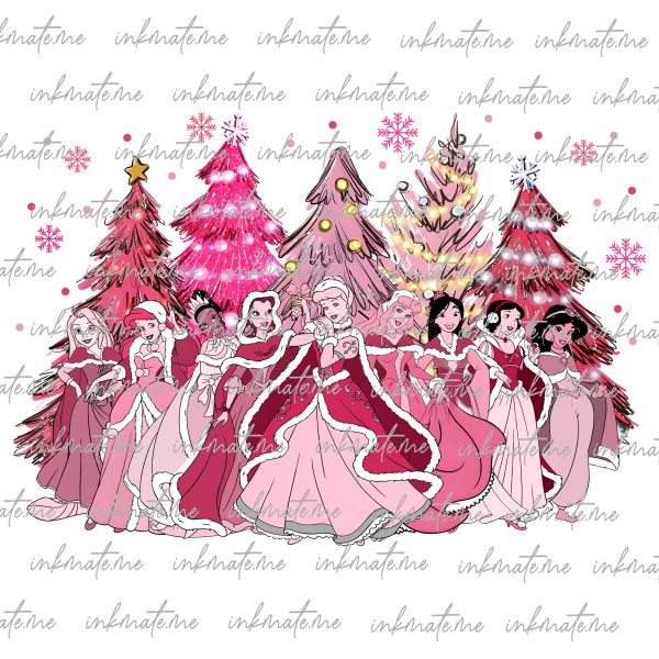 Princess Christmas Png, Pink Christmas Png, Merry Christmas Png, Xmas Holiday Png, Family Vacation, Magical Kingdom, Christmas Vibes