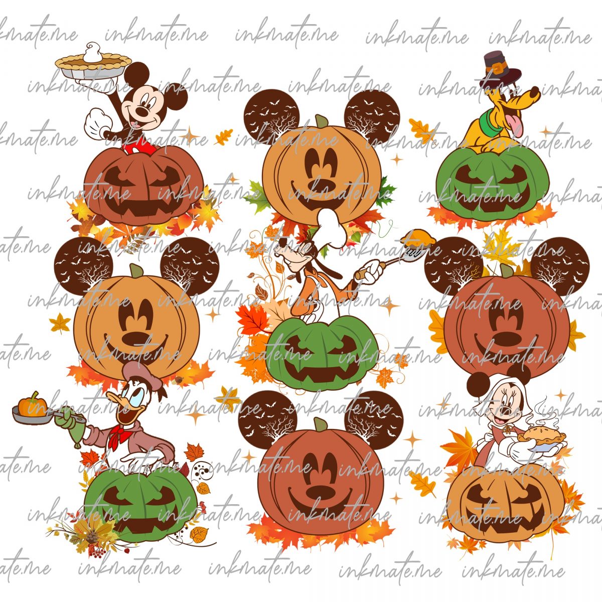 Mouse and Friends Thanksgiving Png, Fall Vibes Png, Autumn Leaf Png, Pumpkin Png, Pumpkin Spice, Thanksgiving Family, Autumn Png, Turkey Png