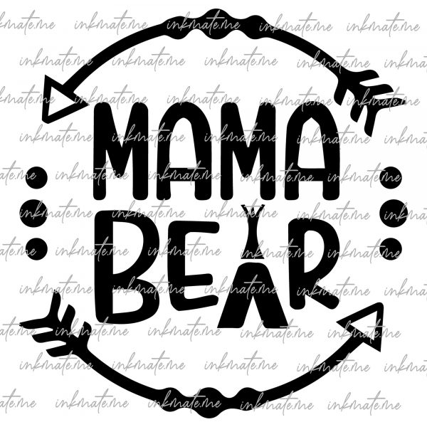 Protective Mama Bear, Mama Bear and Cub, Bear Family Silhouette