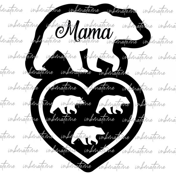 Mother Bear Love, Mama Bear and Cub, Family Bear, Bear Family Silhouette, Protective Mama Bear