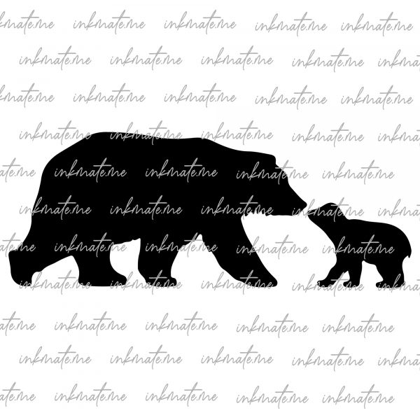 Mama Bear and Cub, Mama Bear Quote, Mother Bear Love, Mama Bear Paw, Bear Family Silhouette, Protective Mama Bear