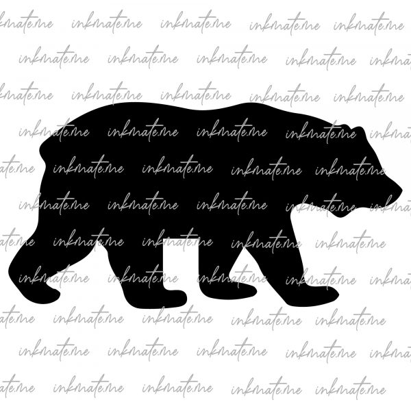 Bear Family Silhouette, Mama Bear and Cub