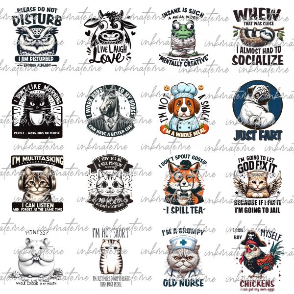 Sarcastic Animal Quotes Bundle, Animal, Funny Quotes PNG Sublimation,