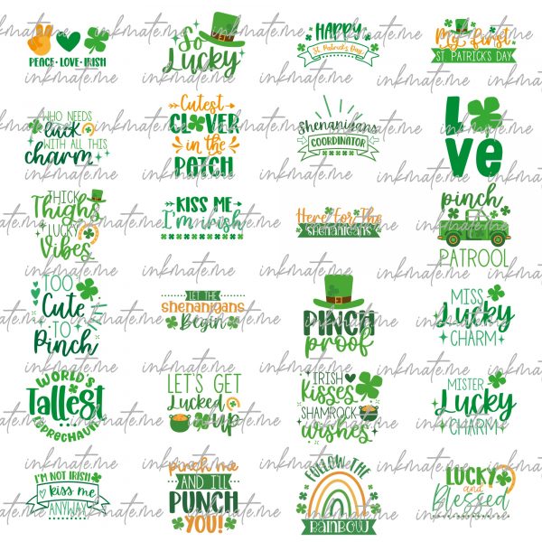 St Patricks Day PNG Mega Bundle, Funny Lucky Shamrock Clover Gnome Rainbow St Pattys Day png for Shirts png files for Cricut Sublimation Png