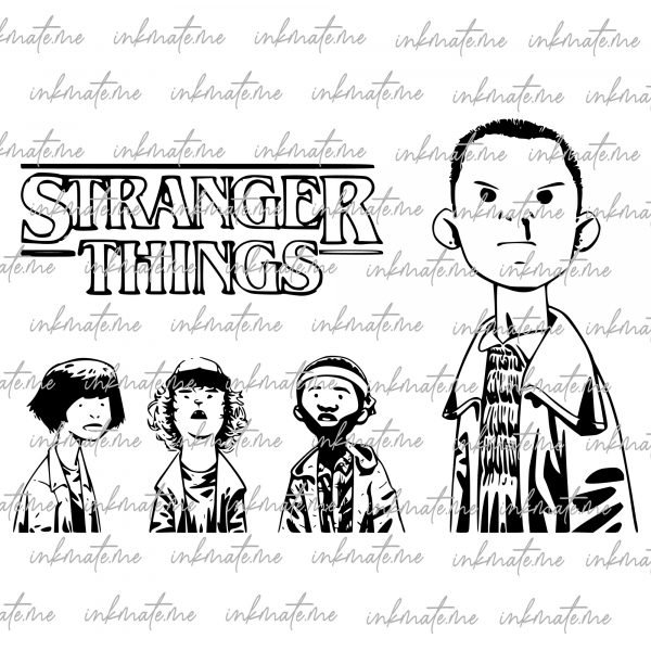 Stranger Things Poster, Stranger Things Graphic, Stranger Things Art, Stranger Things Characters, Sci-Fi Series PNG, TV Series PNG, Mystery Show PNG, Horror Show PNG, Upside Down PNG