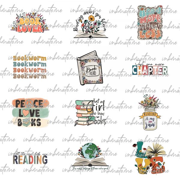 Read Book Png Bundle, Reading Png, Floral Book Png, Book Lover, Books Vintage, Book Flower Sublimation Designs