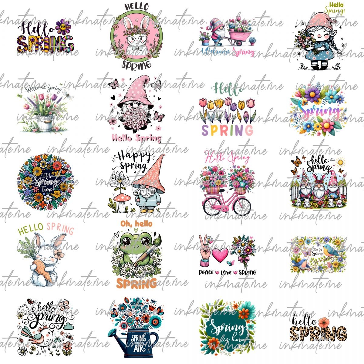 Spring Png Bundle Welcome Spring Gnomes Truck Sunshine On My Mind Fresh Flowers Easter Bunny Jars Spring Break You Grow Girl Tulip Appear