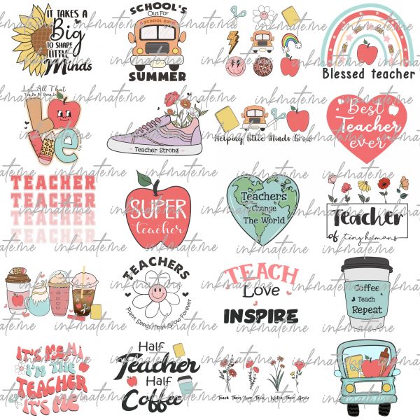 Teacher Bundle Png, Love Teacher PNG, Back to school, Teacher Png Bundle Appreciation Sublimation Design, BIG BUNDLE Sublimation Design