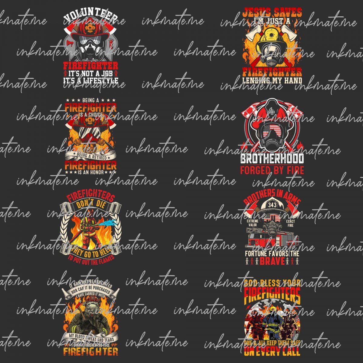 Bundle Design Png and Eps Fire Fighter Printing Sublimation DTG Tshirt PNG Digital File Download