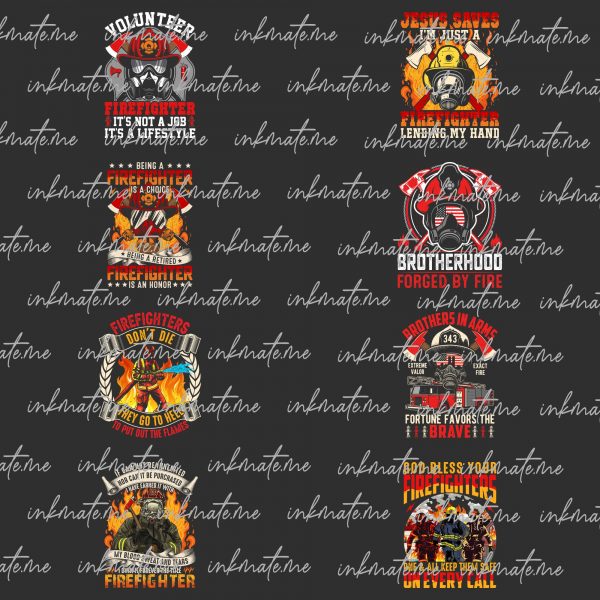 Bundle Design Png and Eps Fire Fighter Printing Sublimation DTG Tshirt PNG Digital File Download