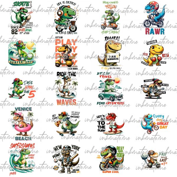 Dinosaur Themed Watercolor Clipart, Nursery Decor, Birthday Party Graphics, Baby Shower Stickers PNG Format Baby Boy's Nursery Decoration