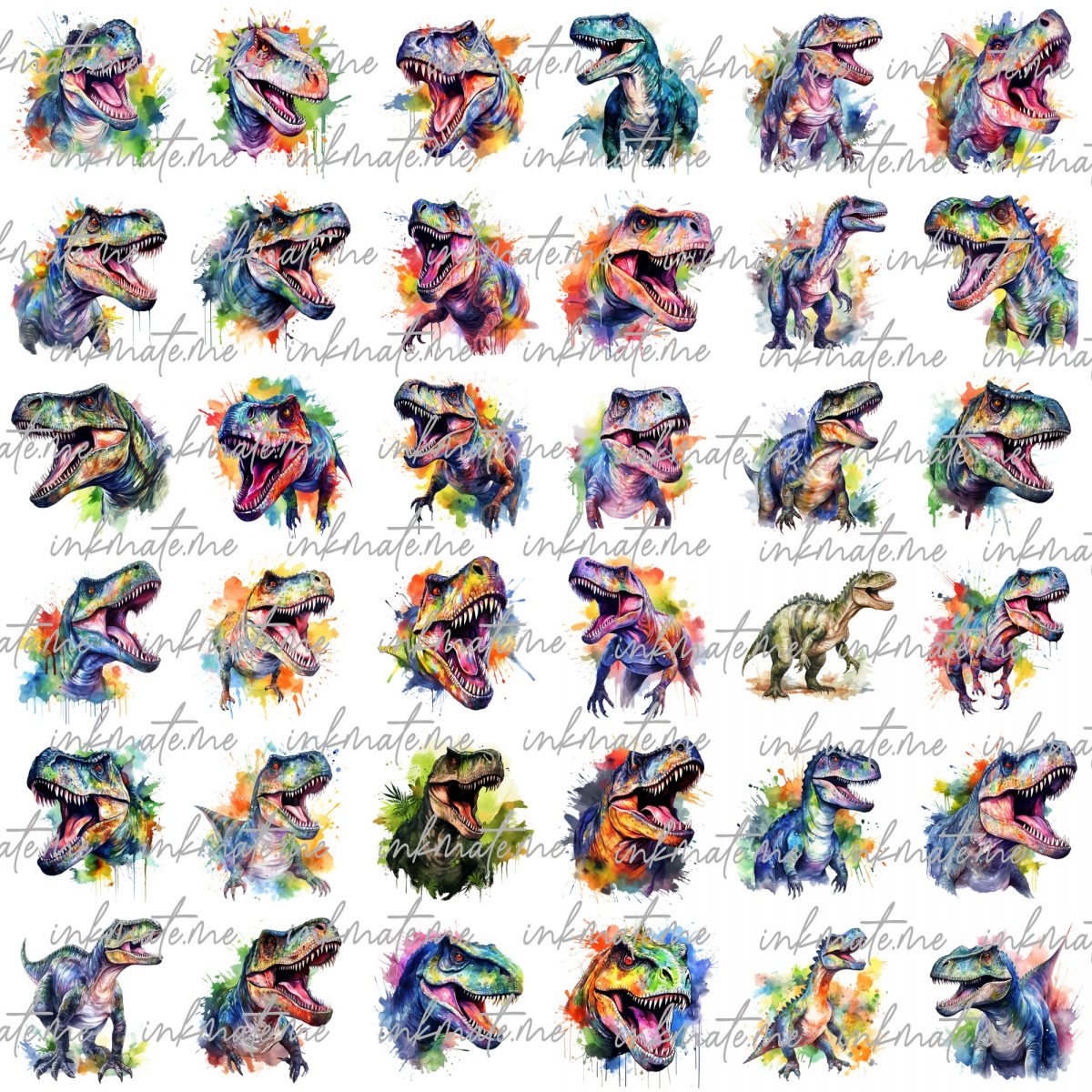 Dinosaur Themed Watercolor Clipart, Nursery Decor, Birthday Party Graphics, Baby Shower Stickers PNG Format Baby Boy's Nursery Decoration