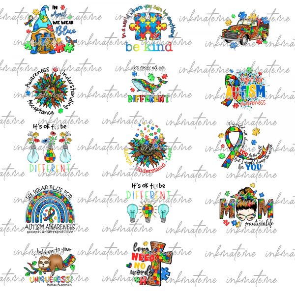 Autism Designs Bundle, Autism Awareness Png, Autism Quote Png, Au-Some, Autism Mom Png, Puzzle Png, Autism Ribbon Png, Puzzle Piece Png