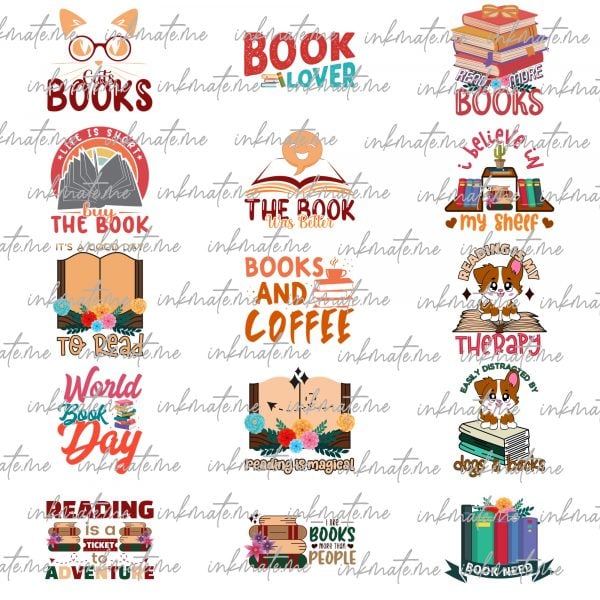 Read Book Png Bundle, Reading Png, Floral Book Png, Book Lover, Books Vintage, Book Flower Sublimation Designs