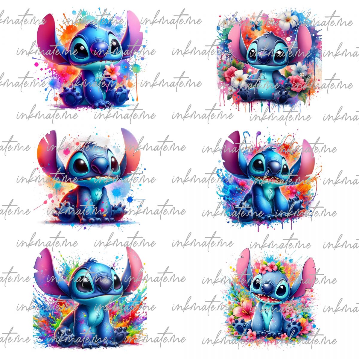 Bundle PNG Stitch Splash and Watercolor Digital design PNG file for sublimation - High Resolution -Instant Digital PNG Download