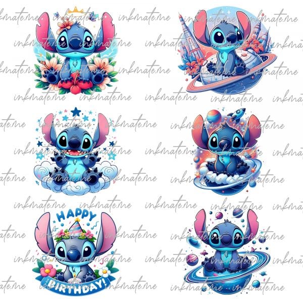 Bundle PNG Stitch Splash and Watercolor Digital design PNG file for sublimation - High Resolution -Instant Digital PNG Download, Tshirt designs