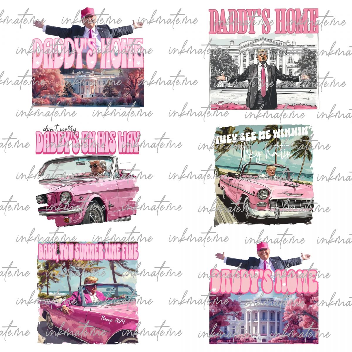 ORIGINAL ARTIST PRESIDENT Daddy's Home Home Real Good Man Donald Pink Preppy Edgy Png High Quality Sublimation Files Digital Viral Trending