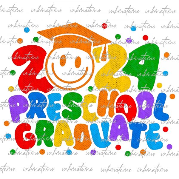 2024 PreSchool Graduate Svg Png, Pre-School Graduate Trendy Retro Groovy Digital Download Sublimation PNG & SVG Cricut