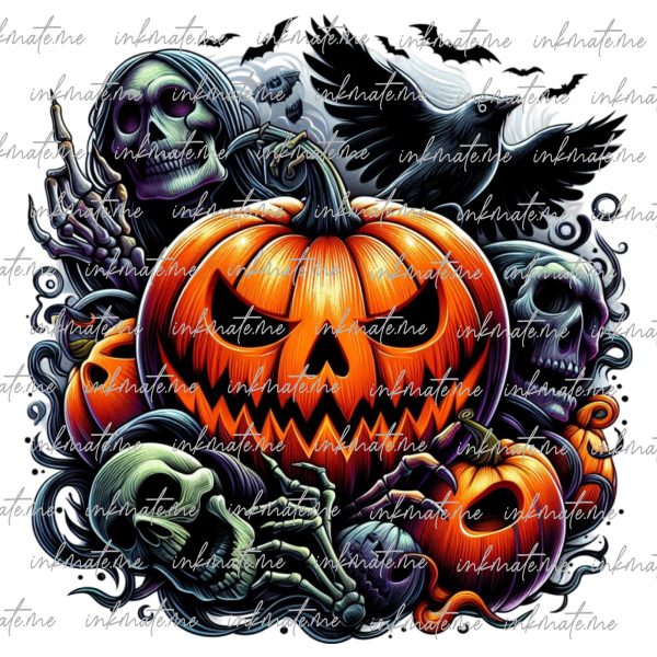 Pumpkin Design, Jack-o'-Lantern, Spooky Pumpkin, Pumpkin Art, Haunted Pumpkin