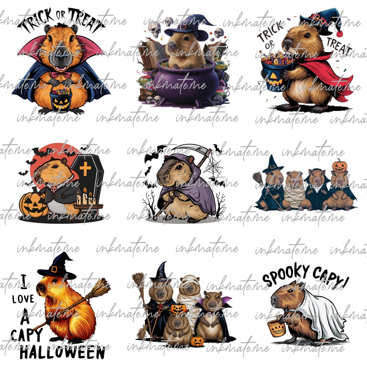 Halloween Capybara PNG, Spooky Capybara Halloween fun, Capybara clipart, Halloween clipart, Retro Whimsical Halloween, Digital Download