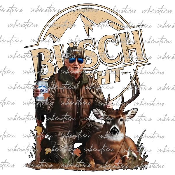 Hunting Trump Bush+Coors Light png, Gun Trump, Digital Design, Film Grain texture!, Distressed, Original, Camo Trump, Maga, Digital Download