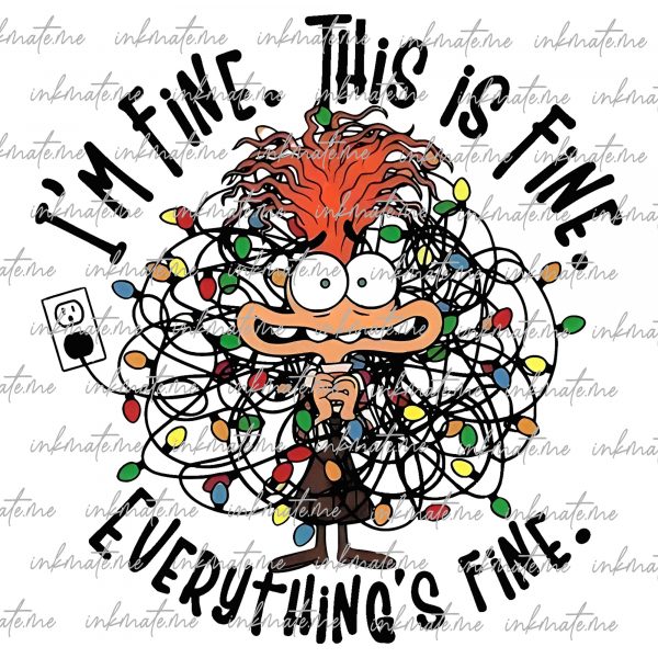 Anxiety Christmas Svg Png, I'm Fine Everything Is Fine Png, Christmas Light Png, Mental Health Png Svg, Christmas Cartoon Emotions Friends