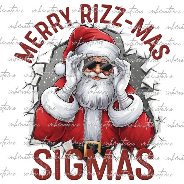 Merry Rizz Mas Sigmas SantaPng, Santa Bruh Christmas Png, Rizz The Season, Sigma Hat Santa Png, Funny Christmas, Rizz Santa Claus Gen Z Gift