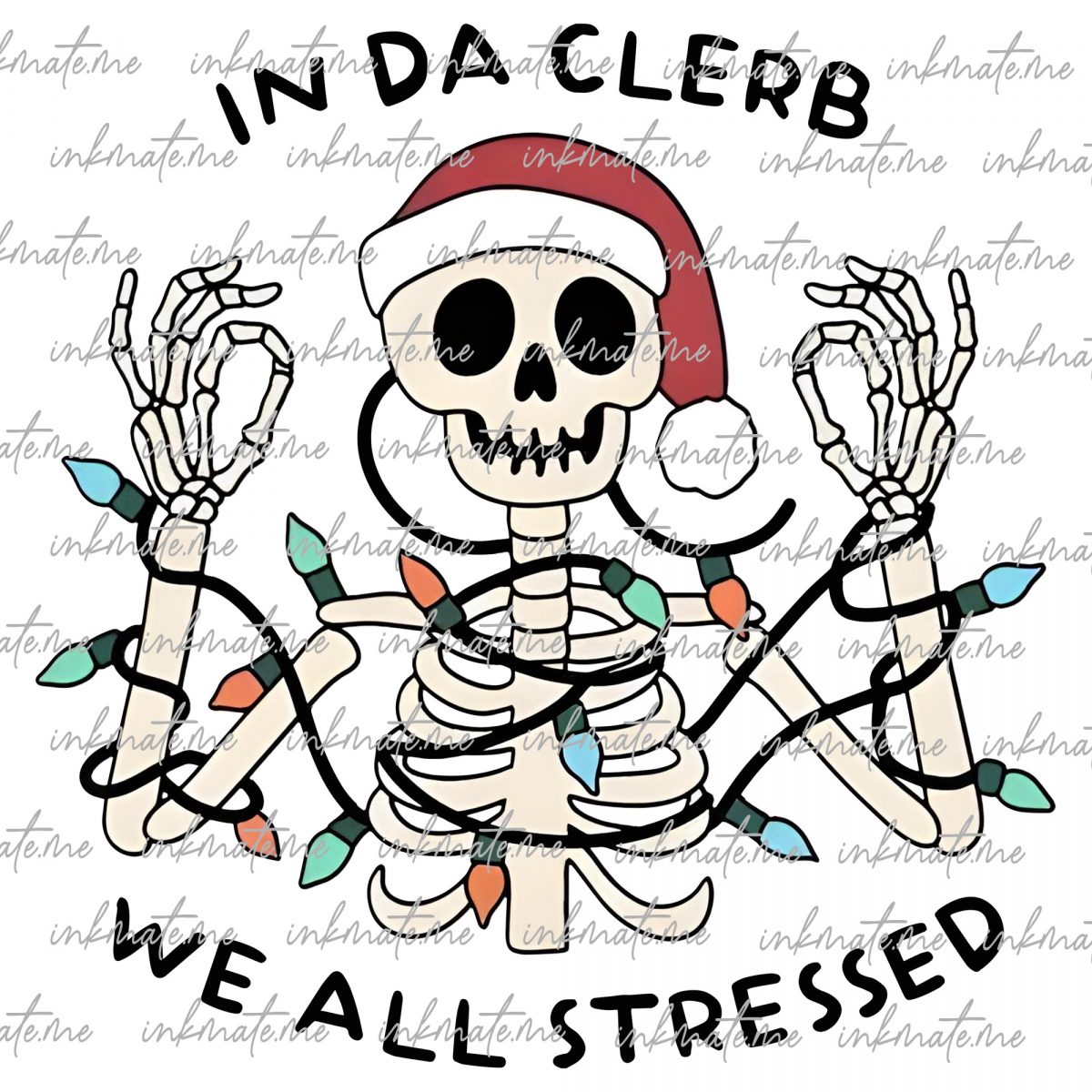 Skeleton Christmas Svg Cut File For Cricut, Funny Christmas Svg, In Da Clerb Png Quote For Stickers, Bookmarks, Shirts, Libbey Cups