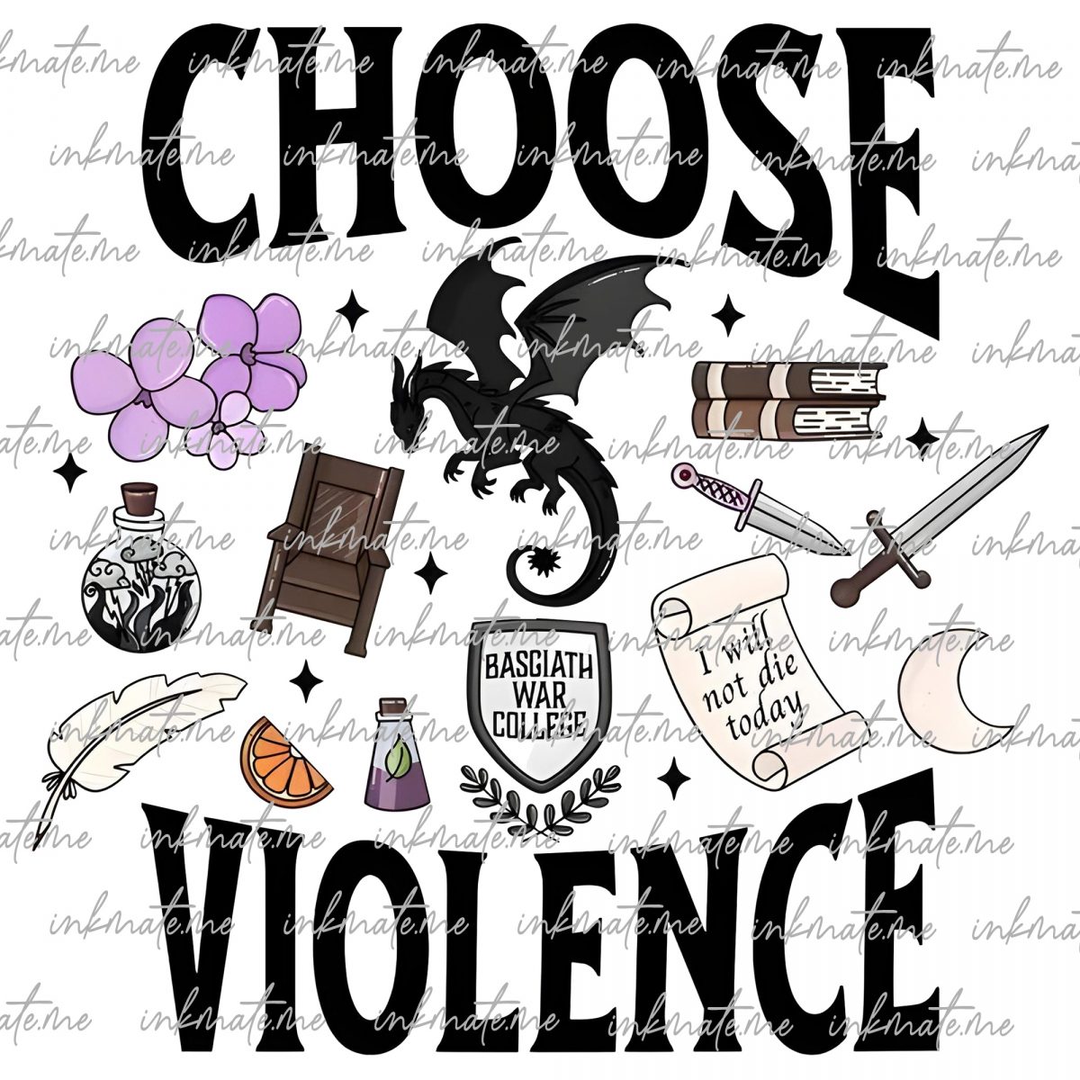 Choose Violet/nce PNG, Bookish png, Fourth Wing png, Romantasy Bookish png, Digital Download Art for T-shirt, Sticker, Mug and More