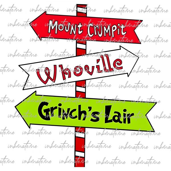 Grinch Signs SVG, Grinch Direction Signs SVG, Whoville SVG, Clipart, Files For Cricut, Cut Files For Silhouette, Dxf, Png, Vector, Laser Cut