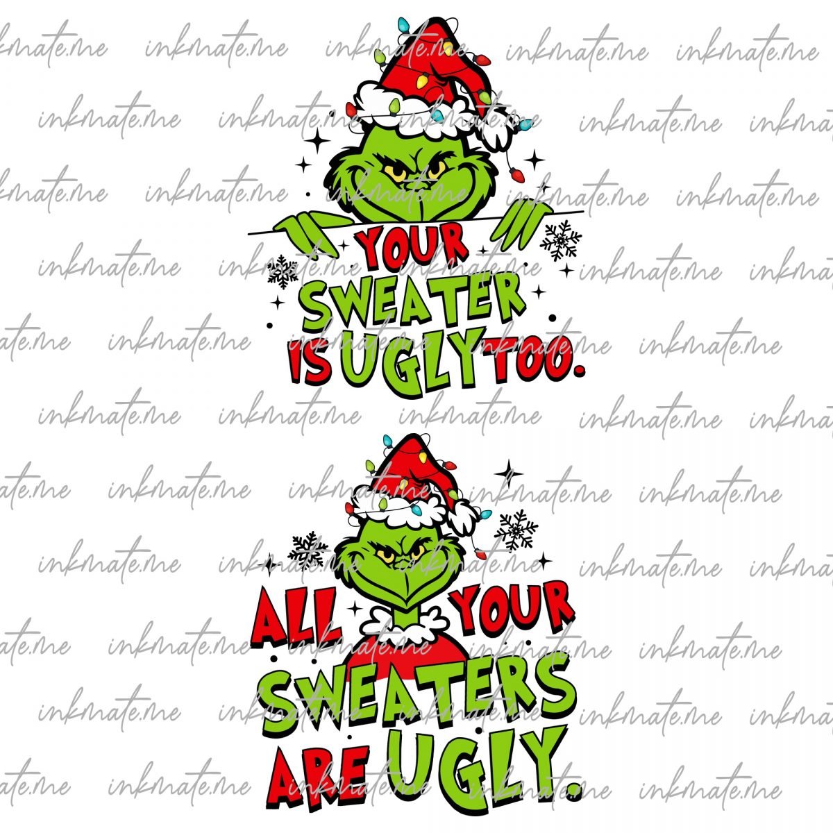 Bundle Your Sweater Is Ugly Too Png, All Your Sweaters Are Ugly Png, Mean Guy Christmas Movies Png, Santa Claus,Retro Merry Xmas Sweatshirt