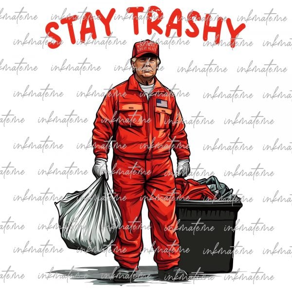 Trashy Donald Trump as Garbage Collector PNG, Stay Trashy, Donald Trump Digital Downloads, Trump PNG Transparent Background, Sublimation