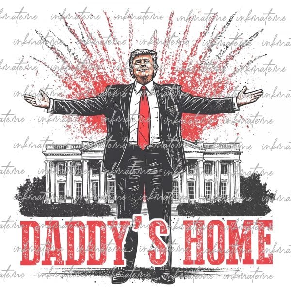 Daddys Home White House Pink Trump 2024, MAGA Supporter Election 2024 Graphic PNG, Trump Digital Download, Donald Preppy Edgy Png 2024