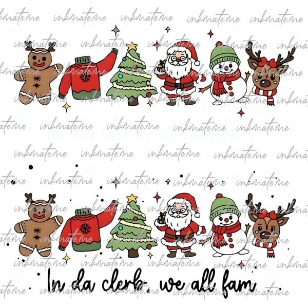 In Da Clerb We All Fam Christmas PNG files, Funny Christmas Gingerbread Png, Trendy Christmas Png, Gift.