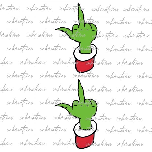 Grinch Middle Finger SVG PNG Ai DXF Files | Christmas Print, Cricut & Silhouette, Vinyl Decal, T-Shirt Printing