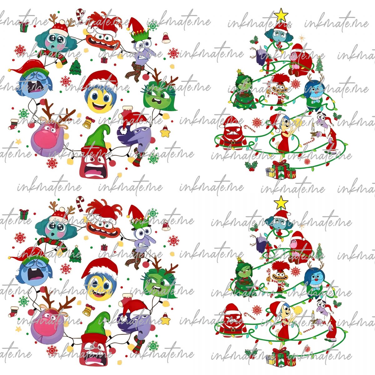 Bundle Merry Christmas Png, Cartoon Emotions Friends Christmas Png, Santa Claus, Mental Health Png, Xmas Holiday Shirt Png, Christmas Lights