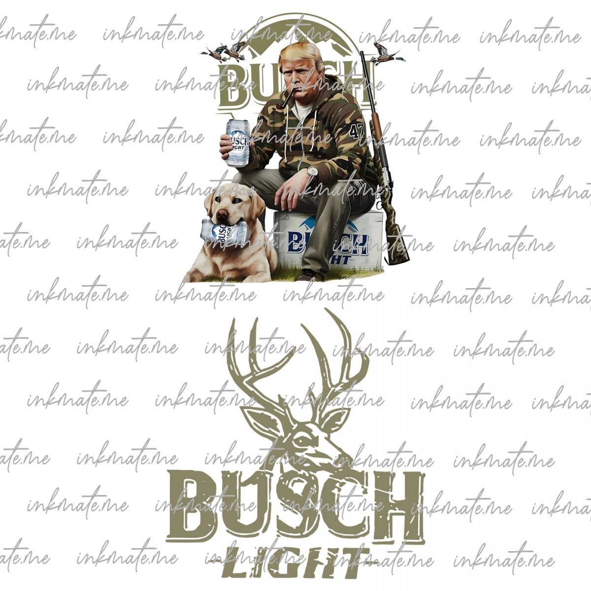 Trump 2024 Hunting Shirt, Patriotic Camo Gun Design, Distressed USA Election Tee, MAGA Voter Gift for Her, Trump Busch Light Shirt