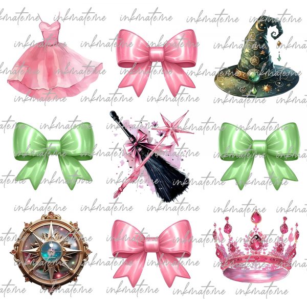 Wicked Change For Good Glitter Png | Witch Pink And Green Png | Wizard Of Oz Movie Png | Defy Gravity Broomstick Magic Wand Png