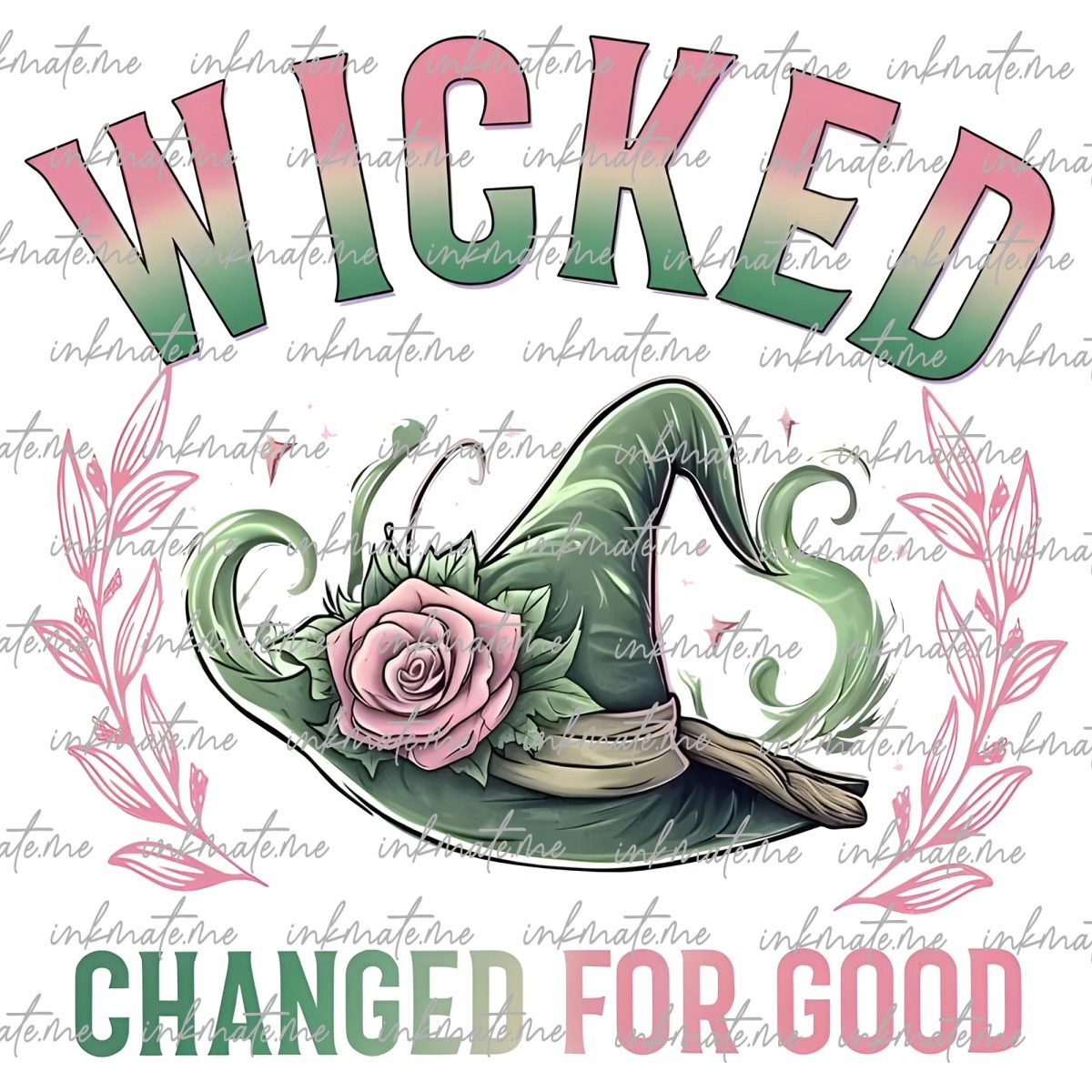 Wicked Changed For Good PNG, Defy Gravity Wizard of Oz Design, Pink Goes Good With Green Digital File, Instant Download