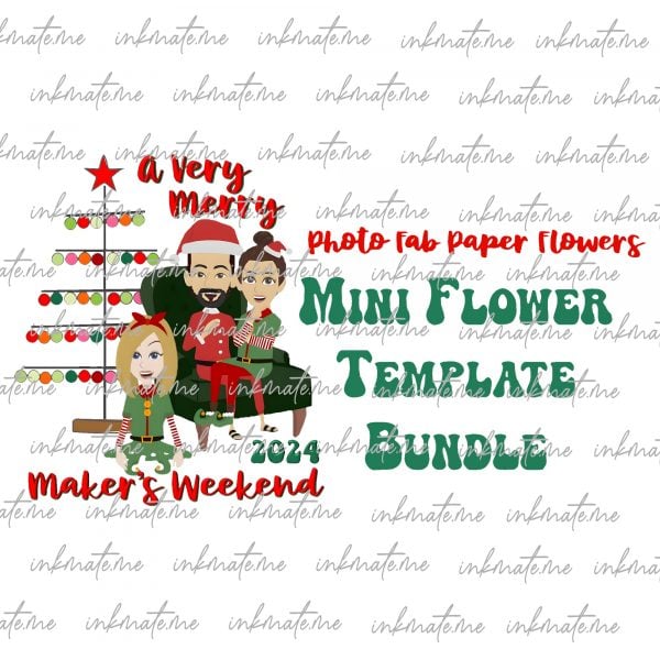 2024 A Very Merry Maker's Weekend Mini Flower Bundle | Digital File | PNG SVG | paper flower tutorial | paper flower template | Christmas