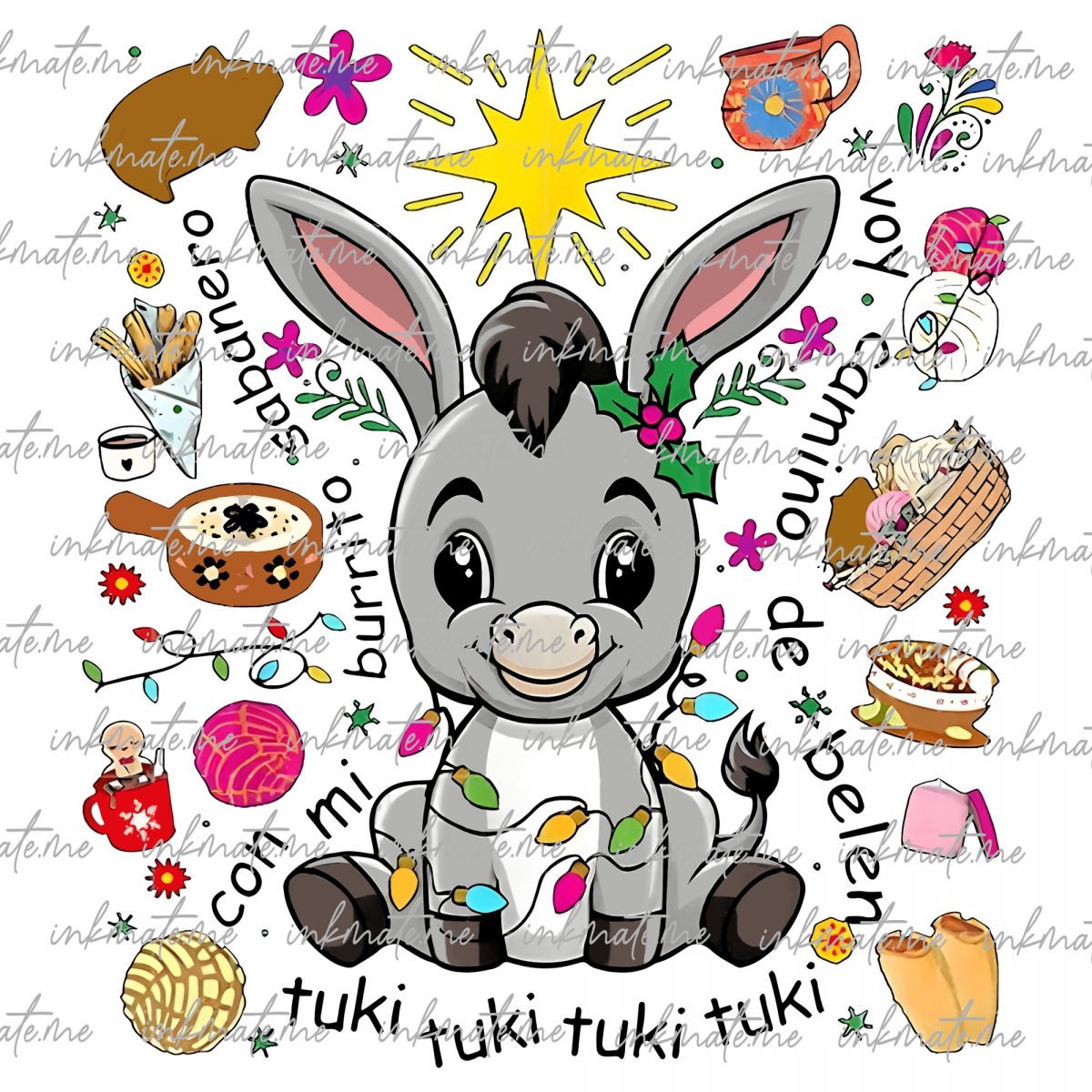 Mi Burrito Sabanero Mexican Png, Mexican Christmas Donkey Png, Tuki Tuki Donkey Latino Christmas Png, Feliz Navidad Png