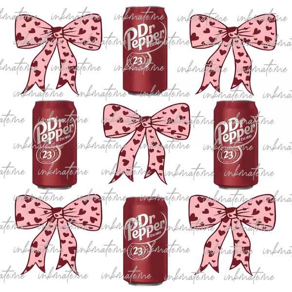 DIGITAL IMAGE Only, Dr Pepper Coquette Png - Preppy Coquette Bow Dr Pepper Sublimation PNG - Girlie Aesthetic Pink Bow, Digital Download